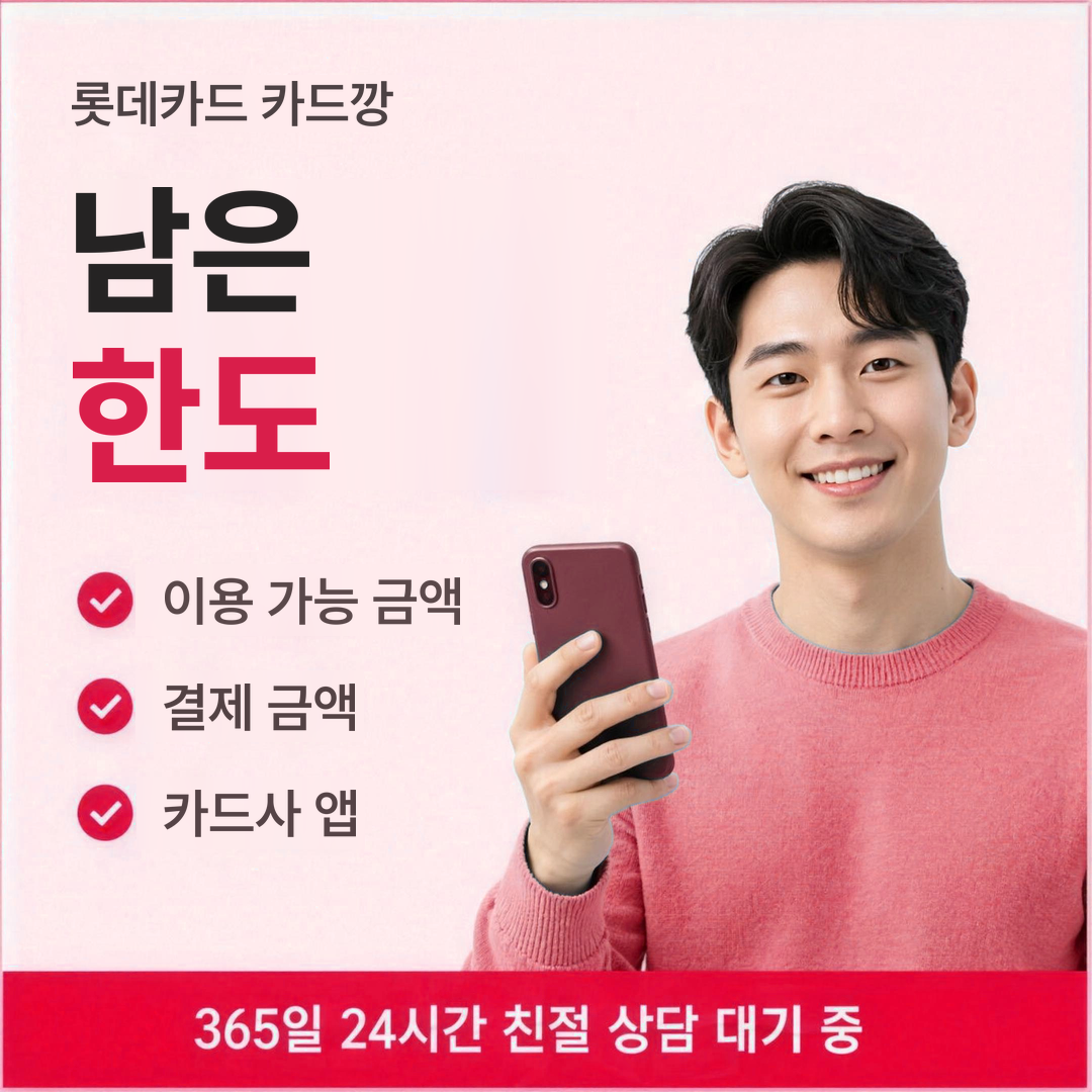 다음머니 롯데카드 카드깡 남은 한도 안내